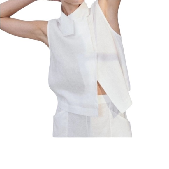 NWT Lunya Woven Linen Sleeveless Shirt Sincere White Size M Tank - Picture 2 of 16